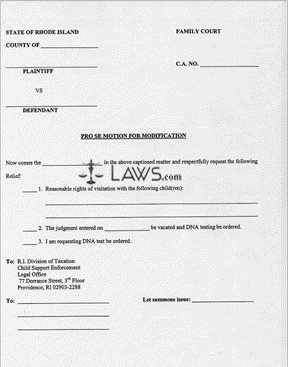 Form Pro Se Motion for Modification