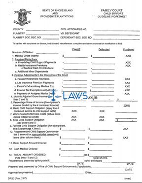 Form Child Support Formula and Guidelines (2007)