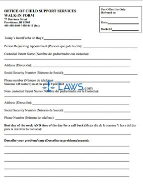 Form Office of Child Support Services - Walk In Form