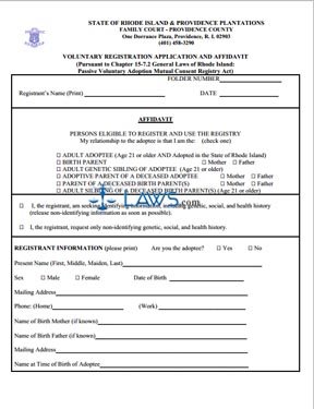 Voluntary Registration Application and Affidavit