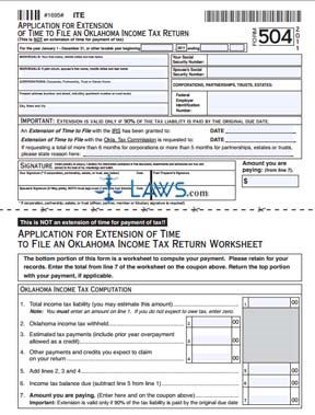 Form 504 Application for Extention of Time to File 2011