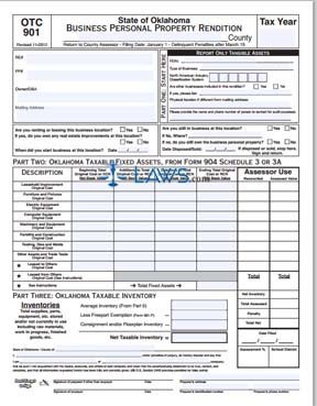 Form OTC-901 Business Personal Property Rendition