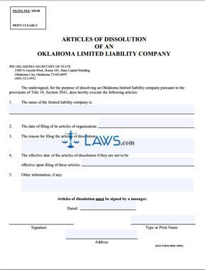 Form SOS FORM 0080-10/98 Articles of Dissolution 