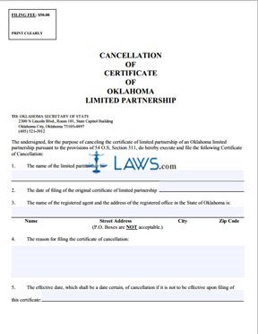 Form SOS FORM 0049-10/98 Cancellation of Limited Partnership Forms 