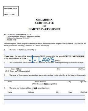 Form SOS FORM 0043-11/99 Certificate of Limited Partnership Forms and Procedures 