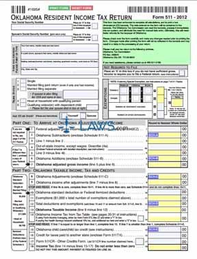 Form 511 Form 2-D Individual Resident Income Tax Return 
