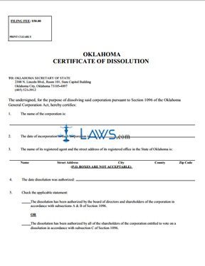 Certificate of Dissolution (profit)