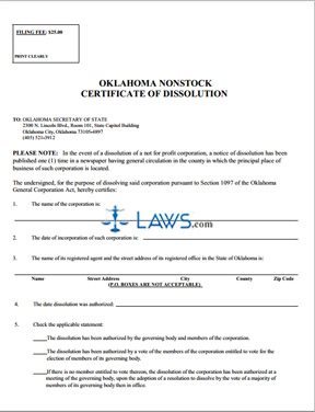 Certificate of Dissolution (not for profit)