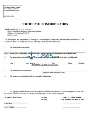 Certificate of Incorporation Forms and Procedures (profit)