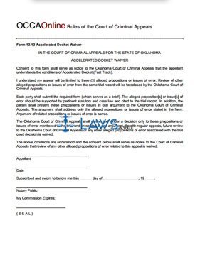 Accelerated Docket Waiver