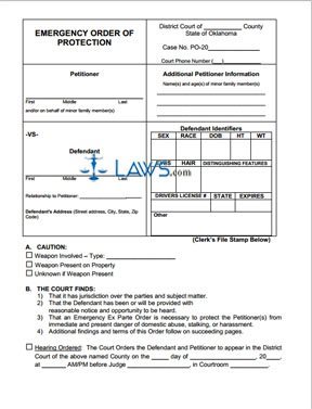 FREE Emergency Order of Protection - FREE Legal Forms - LAWS.com