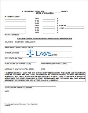Parental /Legal Guardian Address and Phone Registration