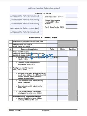 Child Support Computation (Form 03EN025E)