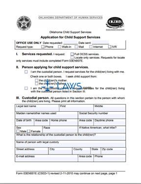 Application for Child Support Services (Form 03EN001E)
