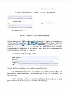 Order for Settlement Conference