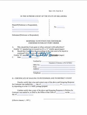 Response to Petition for Certiorari to Review Certified Interlocutory Order