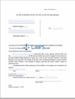 In Forma Pauperis Affidavit
