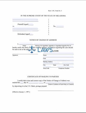 Notice of Change of Address