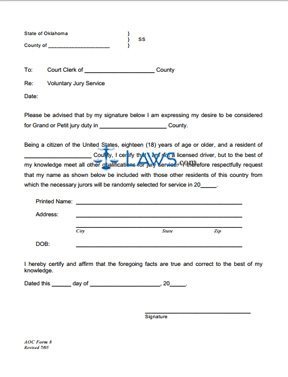 Jury - Voluntary Service Form