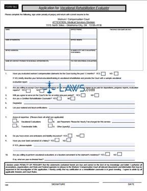 Application for Vocational Rehabilitation Evaluator. 11/01