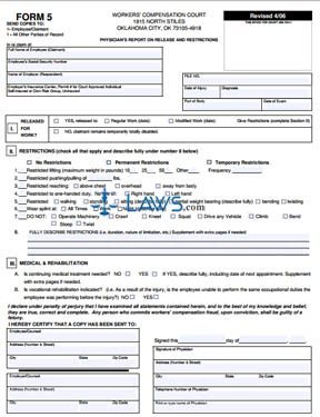 Physician's Report on Release and Restrictions. 4/06