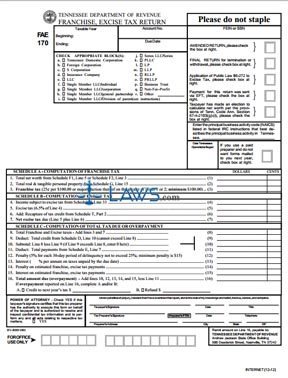 Form FAE 170 Franchise and Excise Tax Return Kit