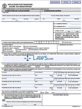 Form Application for Franchise, Excise Tax Registration