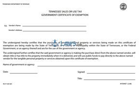 Form Government Certificate of Exemption