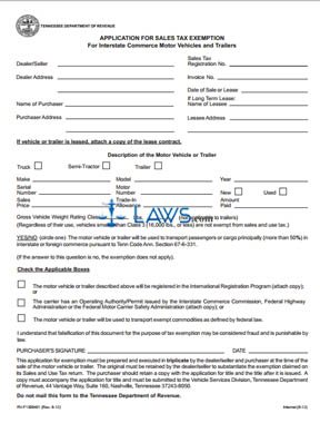 Form Application for Sales Tax Exemption for Interstate Commerce Motor Vehicles and Trailers