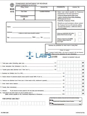 Form BUS 415 Classification 4 County Business Tax Return