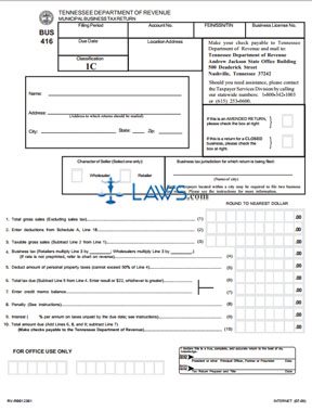 Form BUS 416 Classification 1C Municipal Business Tax Return