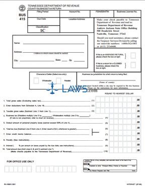 Form BUS 415 Classification 1C County Business Tax Return