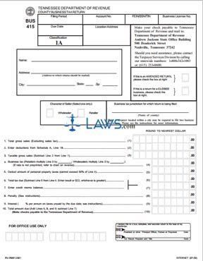 Form BUS 415 Classification 1A County Business Tax Return