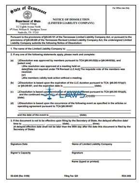 Form SS-4246 Notice of Dissolution 
