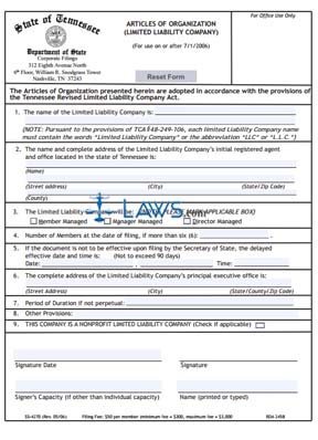 Form SS-4270 Articles of Organization 