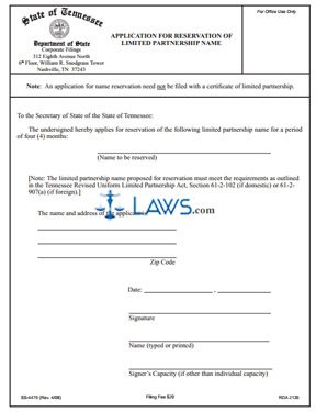 Form SS-4476 Application for Reservation of Limited Partnership Name 