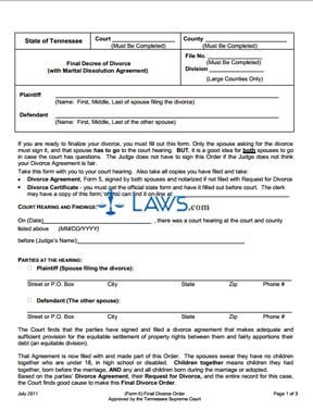 Form 6 Final Decree of Divorce