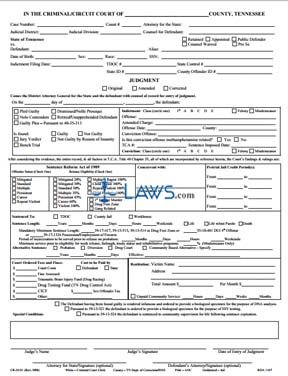 Judgment Document – Felony 
