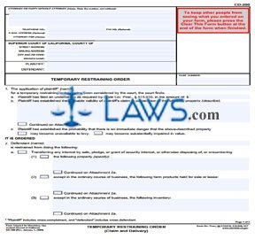 Temporary Restraining Order (Claim and Delivery)