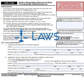 Notice Regarding Record of Oral Proceedings (Misdemeanor)