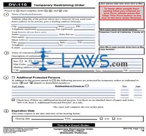 Temporary Restraining Order (CLETS-TRO) (Domestic Violence)