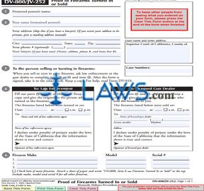 Proof of Firearms Turned In or Sold (Domestic Violence Prevention)