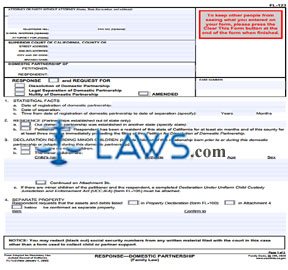 Response-Domestic Partnership (Family Law)