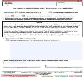 Application to Set Aside Order to Pay Waived Court Fees - Attachment