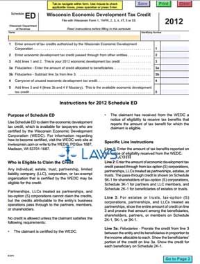 Form Schedule ED Wisconsin Economic Development Tax Credit