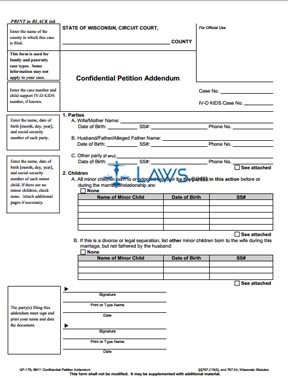 Form GF-179 Confidential Petition Addendum