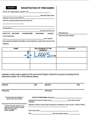 Form WI Registration of Firm Name (Sole Proprietor) 