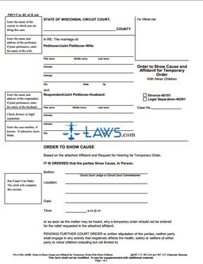 Form FA-4128 Order to Show Cause and Affidavit for Temporary Order With Minor Children