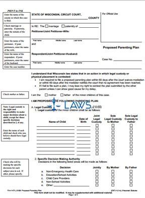 Form FA-4147 Proposed Parenting Plan