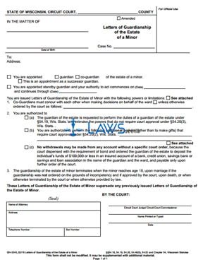 Form GN-3345 Letters of Guardianship of the Estate of a Minor